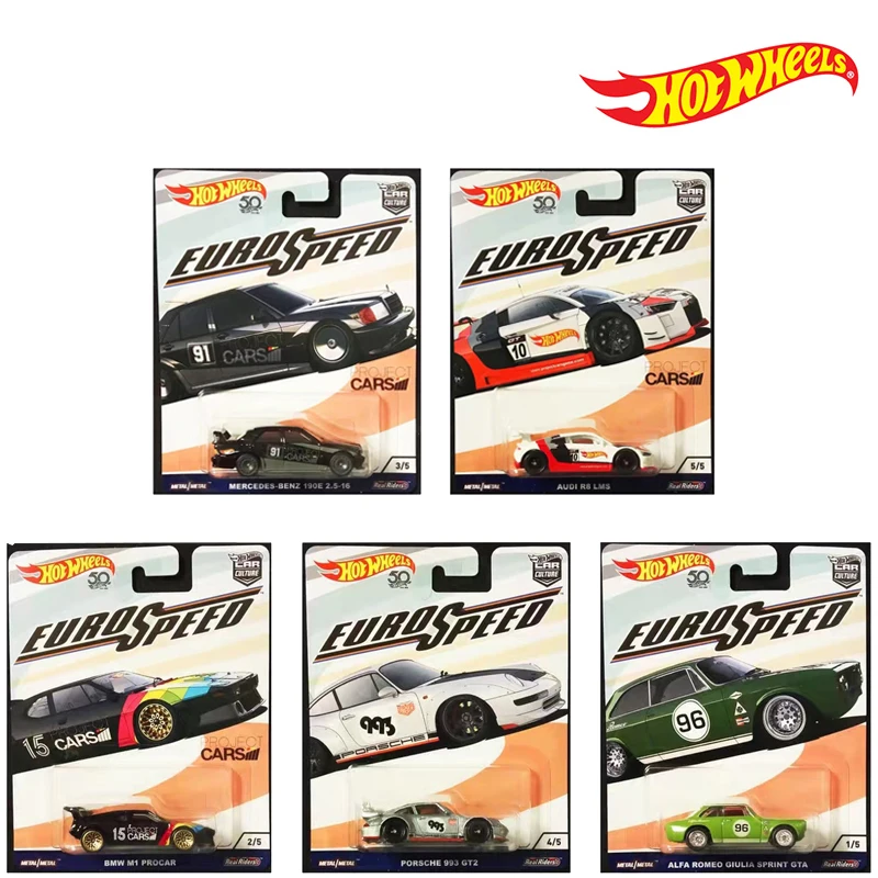 In Stock Hot Wheels European Speed Series Audi R8 Mercedes-Benz BMW Porsche Alfa Romeo 1/64 Metal Cast Model Collection Toys