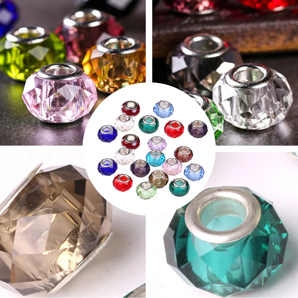 

100Pcs Crystal Large Hole Glass Beads for Crafts DIY Jewelry Making Bright Color Loose Beads Beading Accessories Kit