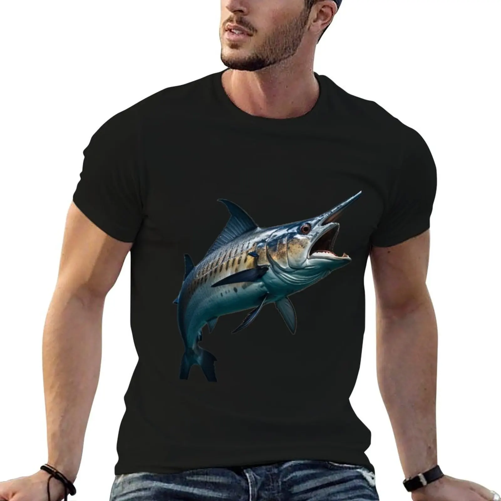 Sky Marlin with moon T-Shirt Lightweight Gym Training T-Shirt