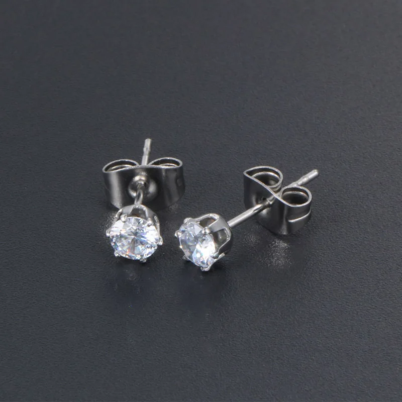 Fashion titanium steel stud earrings jewelry simple temperament single diamond earrings  Valentine's Day gift accessories