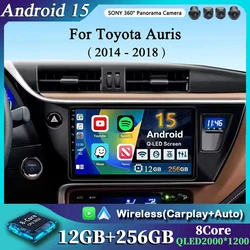 Multimedia Player For Toyota Auris 2014 2015 2016 2017 2018 Corolla Hybrid Carplay Android 15 Auto Car Radio Stereo 4G Wifi RDS
