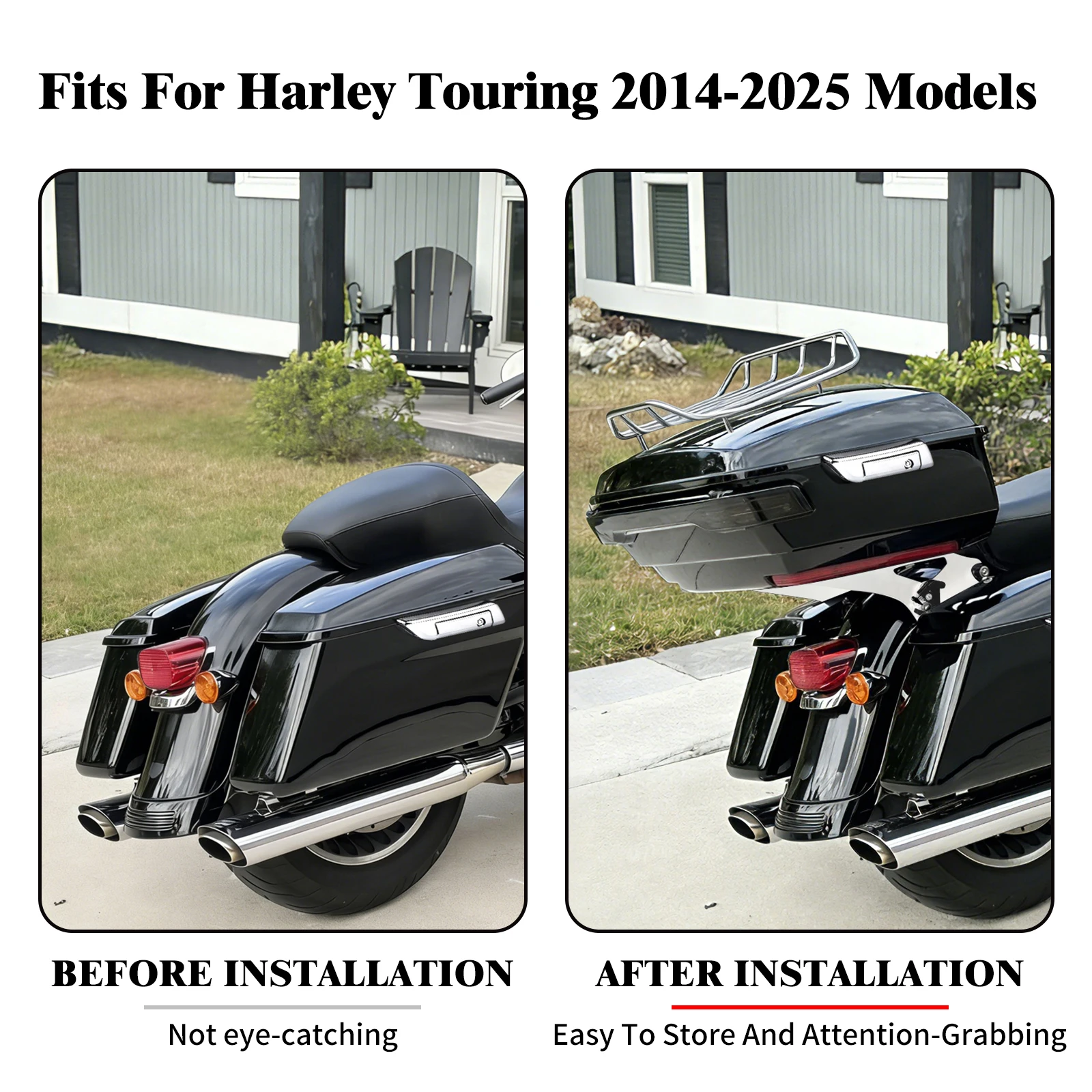 Motorcycle 13.7'' King Tour Trunk Tour Trunk+Luggage Rack+Mount+Docking Hardware For Harley Touring Street Electra Glide 2014-25