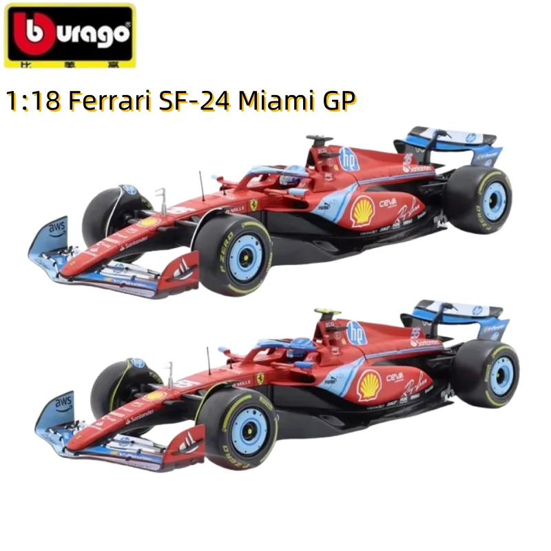 

Hot Bburago 1:18 Ferrari SF-24 Miami GP F1 SF-24 16# Leclerc 55# Sainz FORMULA1 Car Die-cast Model Alloy Car Collection Toy Gift