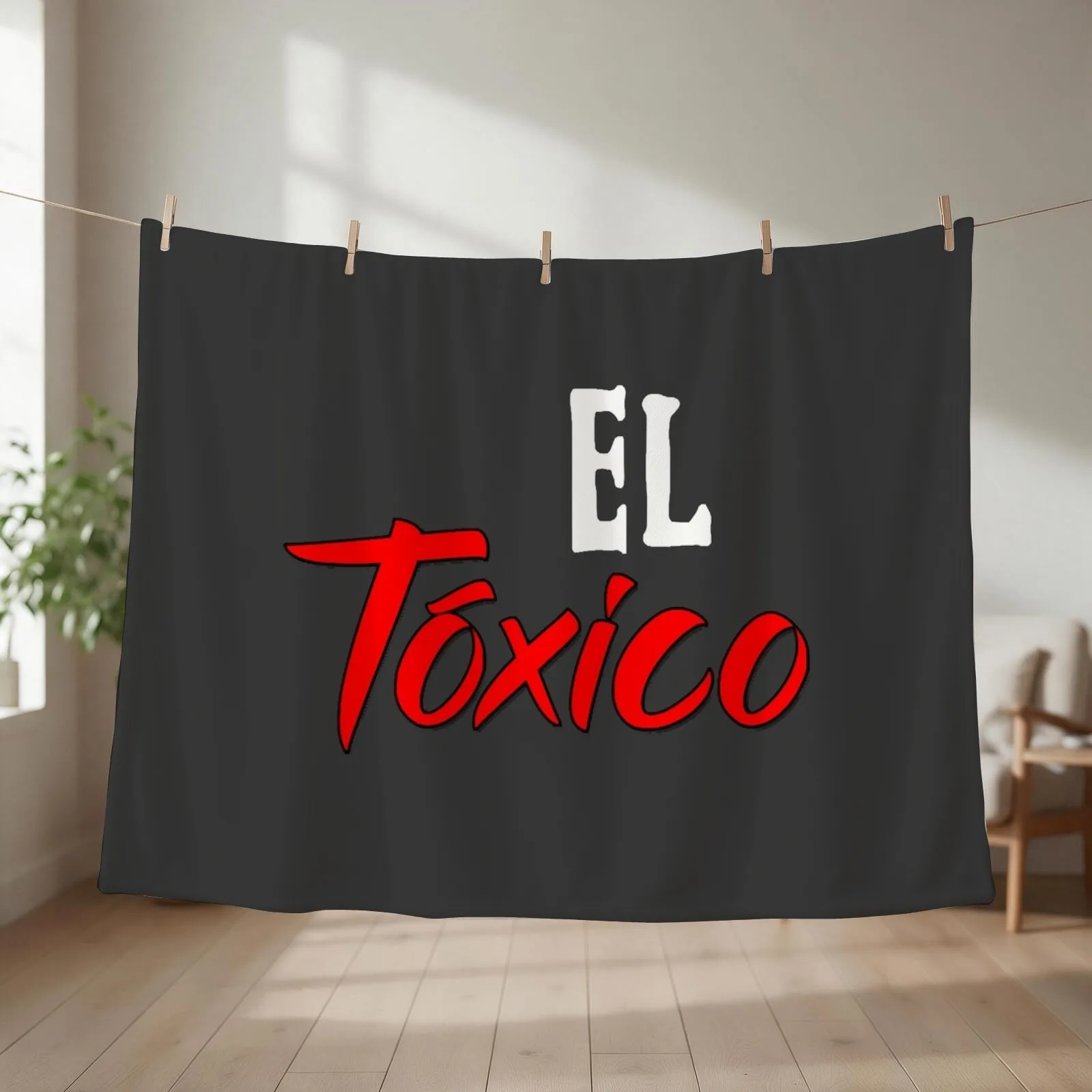 El Toxico White Red Typography Spanish Saying Throw Blanket couch cozy soft plush fuzzy picnic outdoor blanket