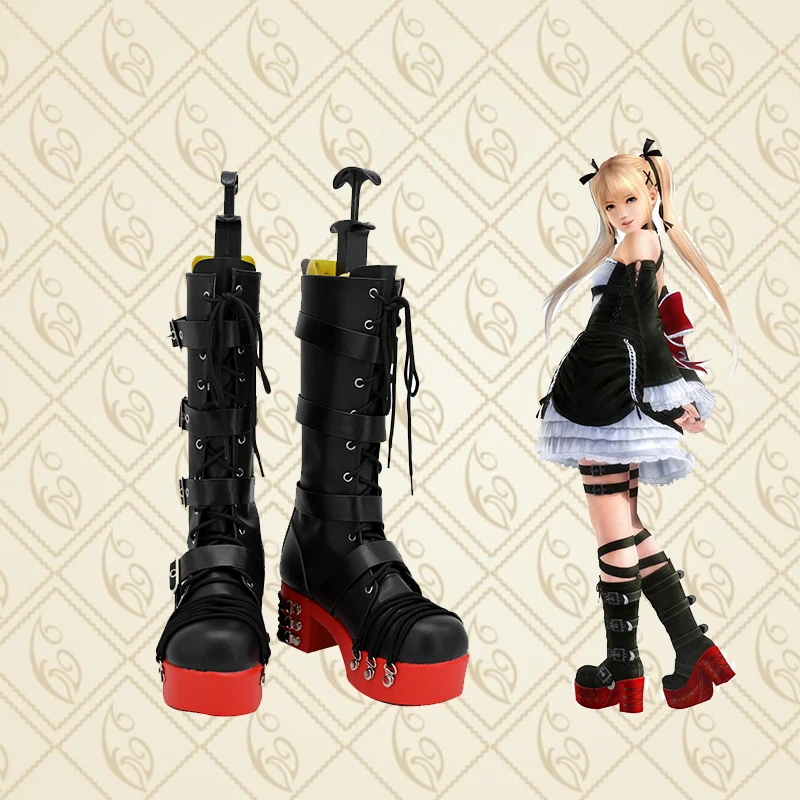 Dead or Alive Marie Rose Cosplay Costume Shoes Handmade Faux Leather Boots