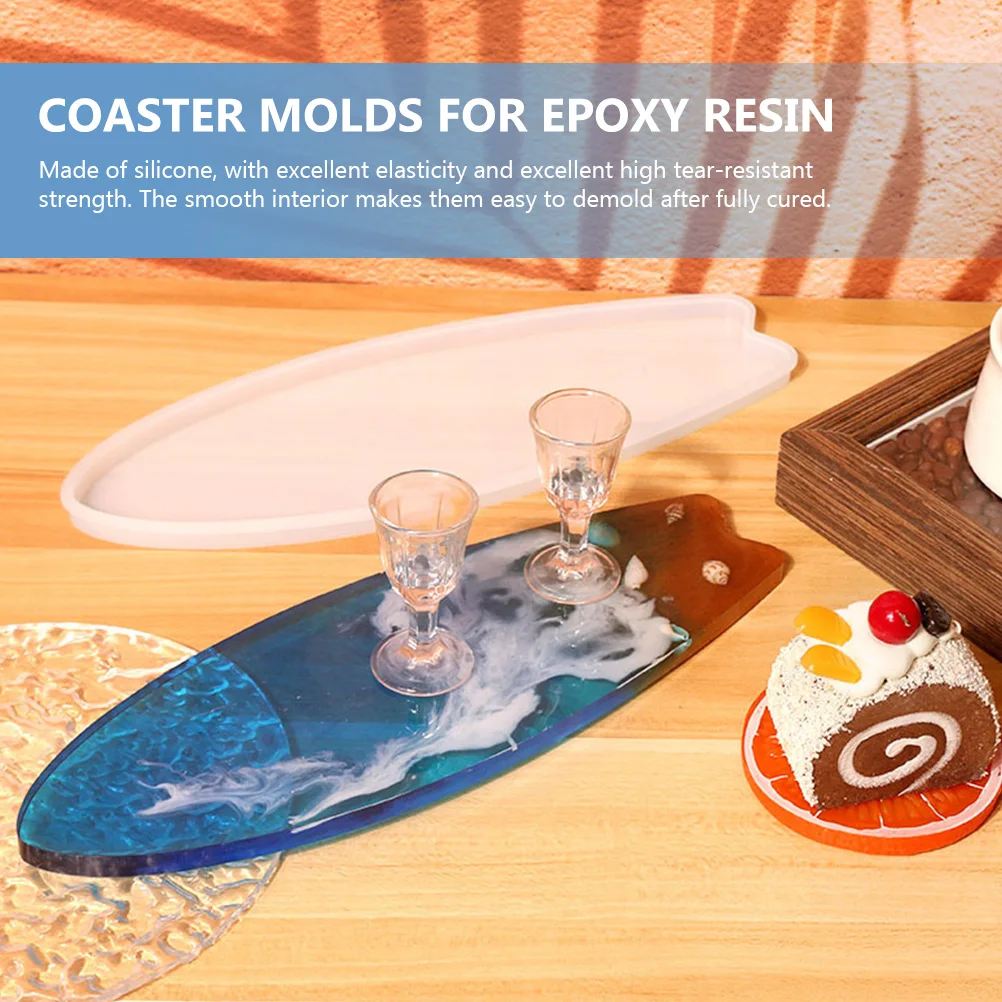 

Surfboard Silicone Mold Coaster Molds for Epoxy Resin DIY Cup Pads Mat Shape Unique Tear Resistant Durable Smooth