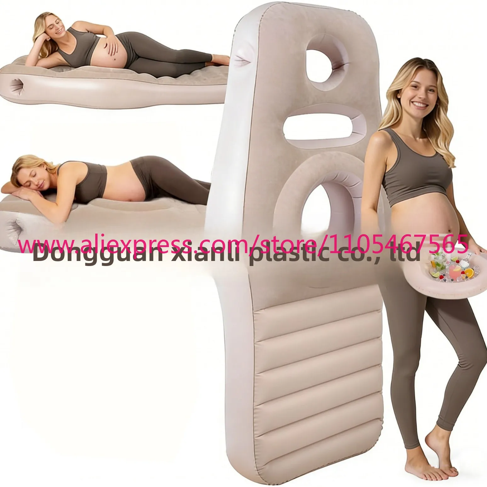 Inflatable pillow for pregnant women, lead hole, environmentally friendly PVC material, O-shaped design, abdominal support