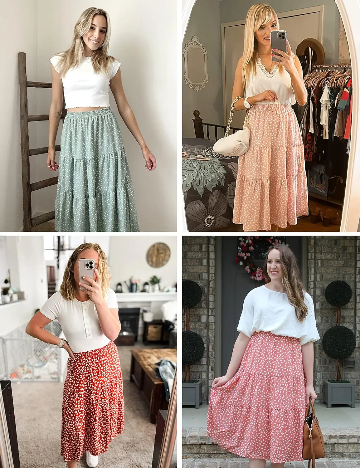 Luxy Trio Gonna Boho con stampa leopardata da donna Gonna a pieghe A-LineMidi Gonna a trapezio con stampa floreale animale taglie forti Gonna lunga