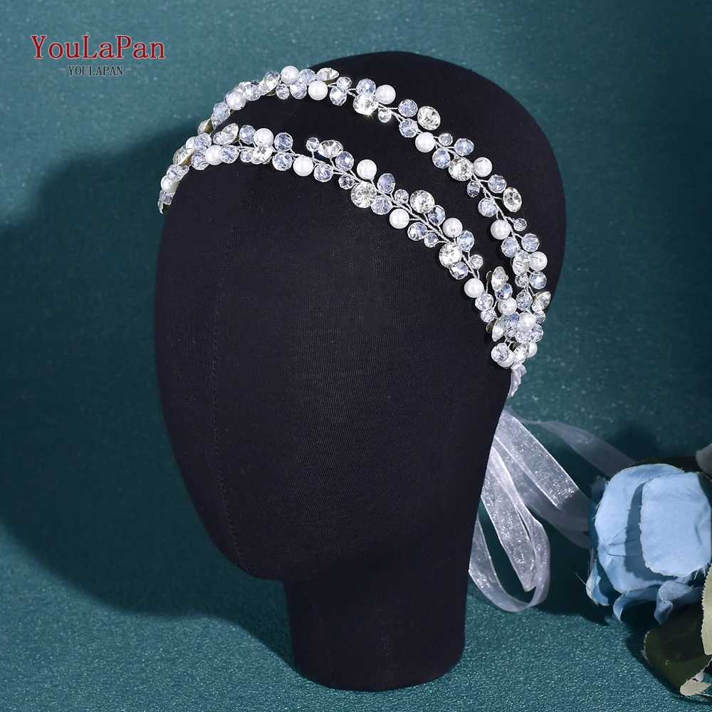 

YouLaPan Trendy Artificial Pearl Bride Headband Women Wedding Headpieces Bridesmaid Banquet Crystal Hair Band Acceeories HP833