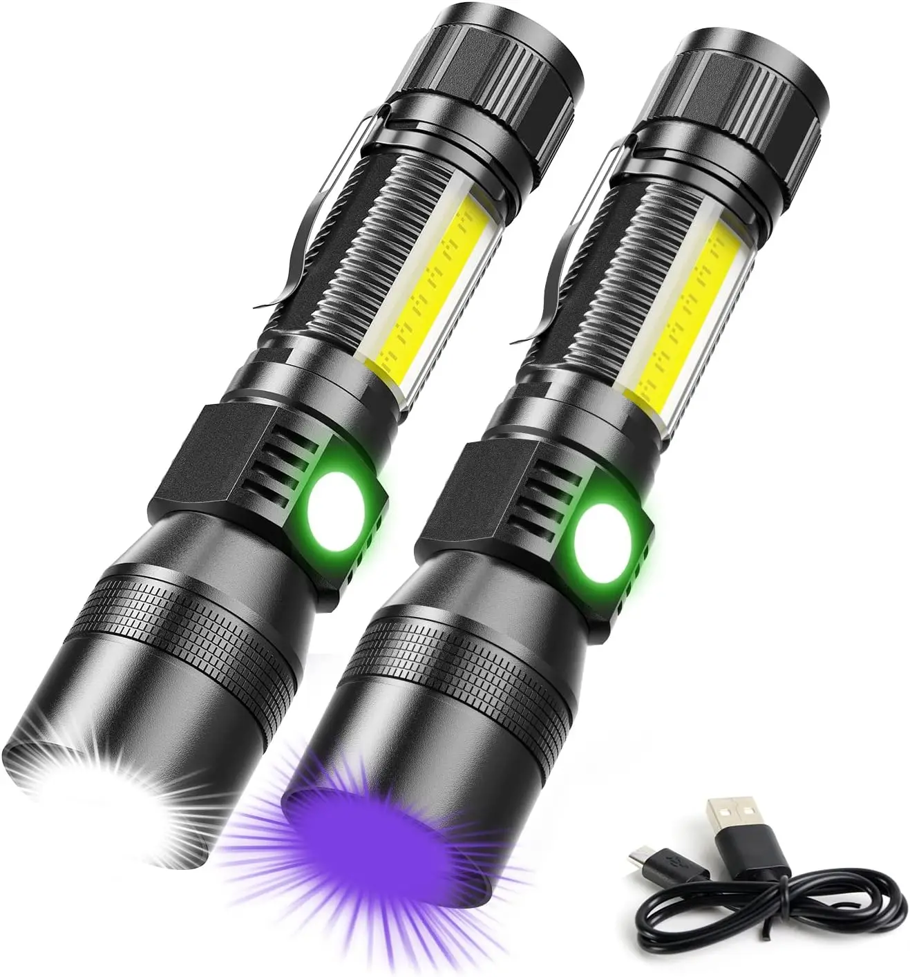 

Rechargeable 3in1 Tactical Flashlight with Magnet, Zoomable LED Torch for Pet Urine Detection, Waterproof Black Light & Red Ligh