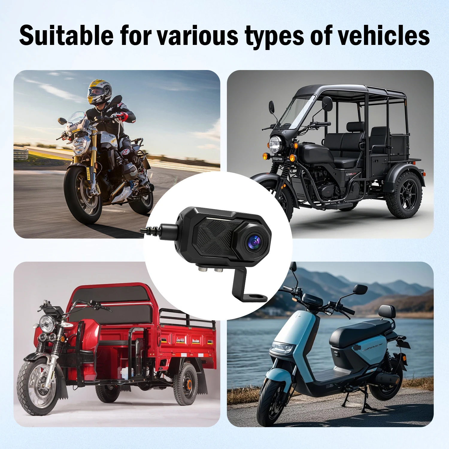 2K Full HD Motorcycle Dash Cam Built-in WiFi IP66 Waterproof Shockproof Professional Riding Safety Recorder