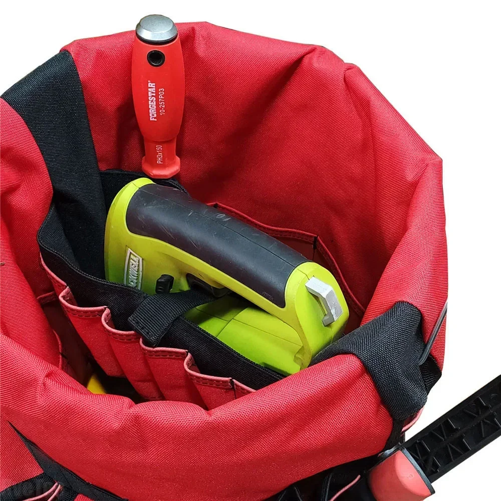 Heavy Duty Tool Bucket With Multiple Pockets Waterproof Hardware Power Tool Storage Bag For Electrician Carpenter Gardening