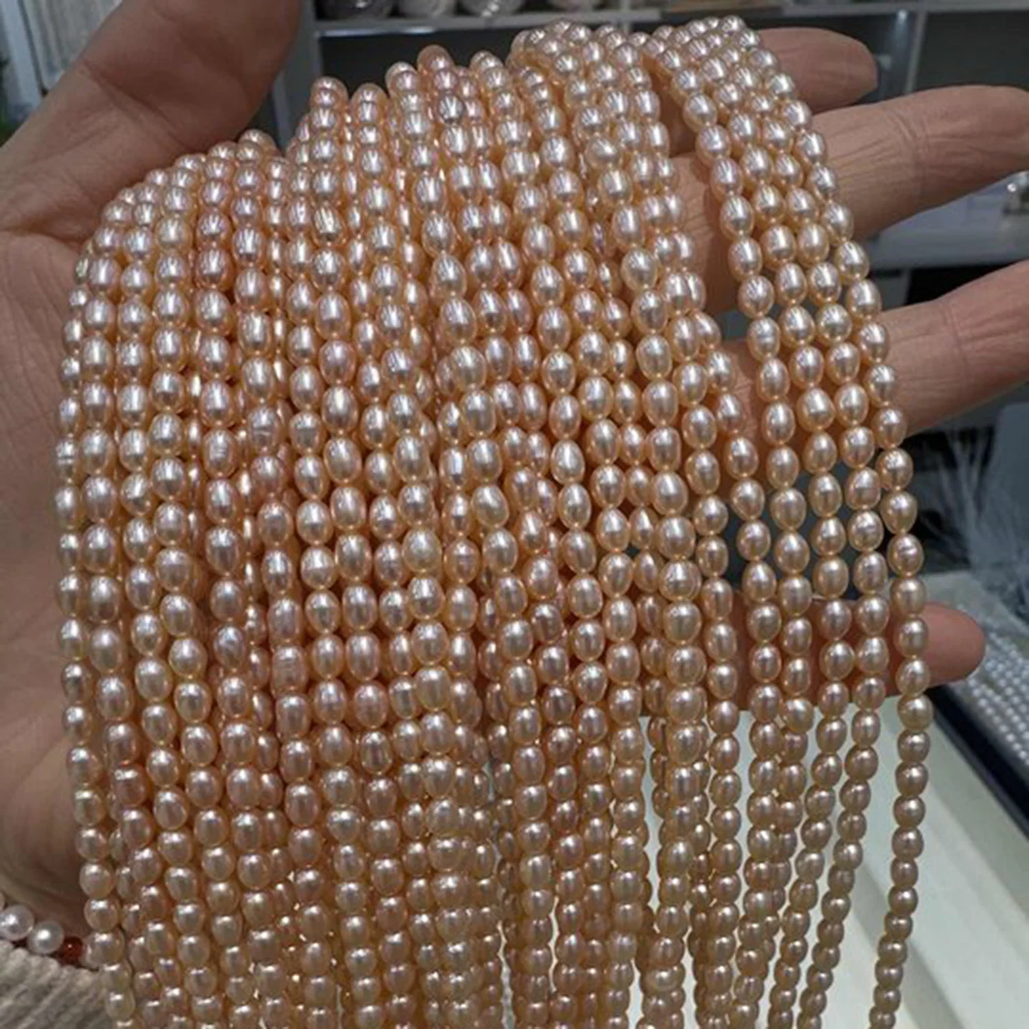 

3-4mm Flash New Rice Natural Freshwater Orange White Purple Bead Pearl Jewelry Make DIY Necklace Bracelet Accessories Gift Women