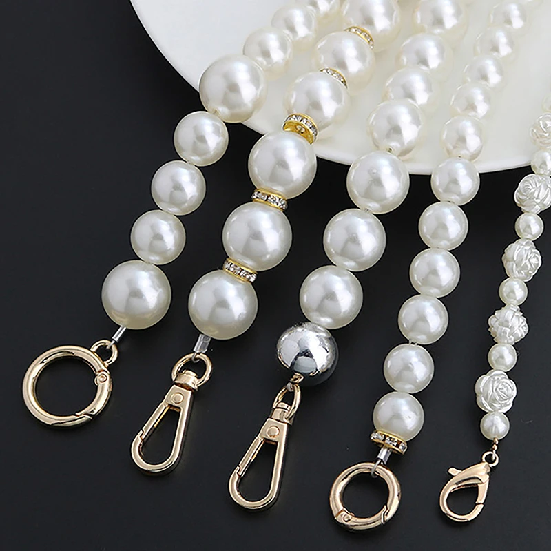 High-grade Handbag Shoulder Chain Handles Exquisite Pearl Bag Chain DIY Purse Replacement Long Beaded Chain Bag Accessories