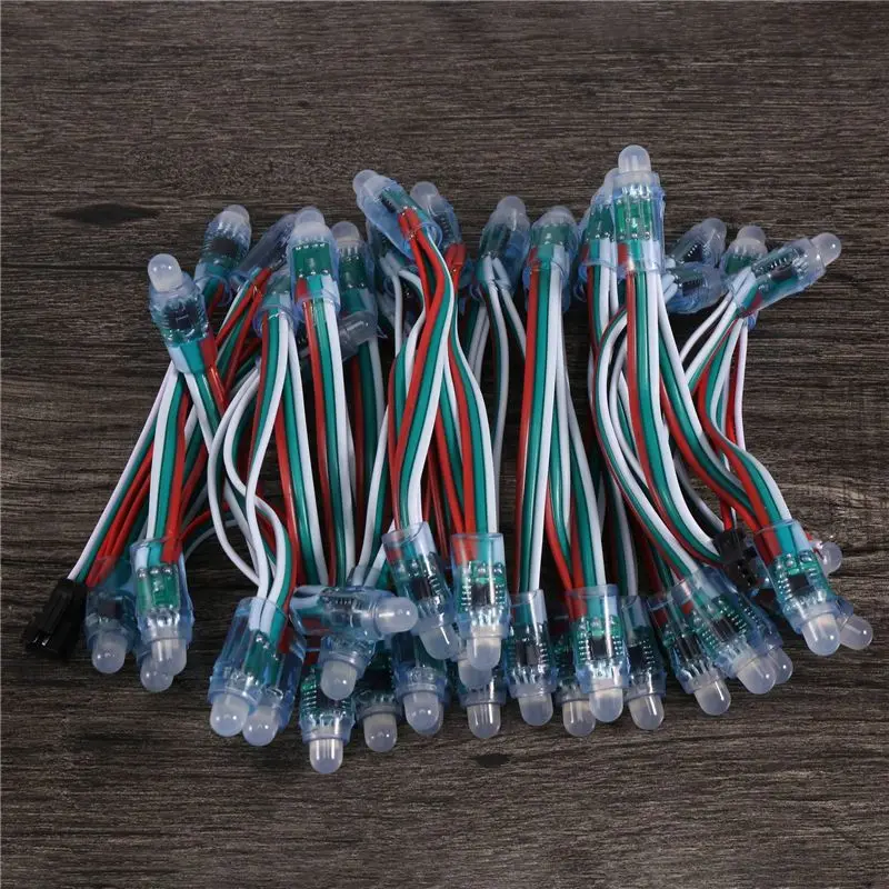 A22E-50Pcs WS2811 RGB LED Pixels Light Individually Addressable 12Mm Diffused Digital Full Color LED Pixel Module Light DC12V
