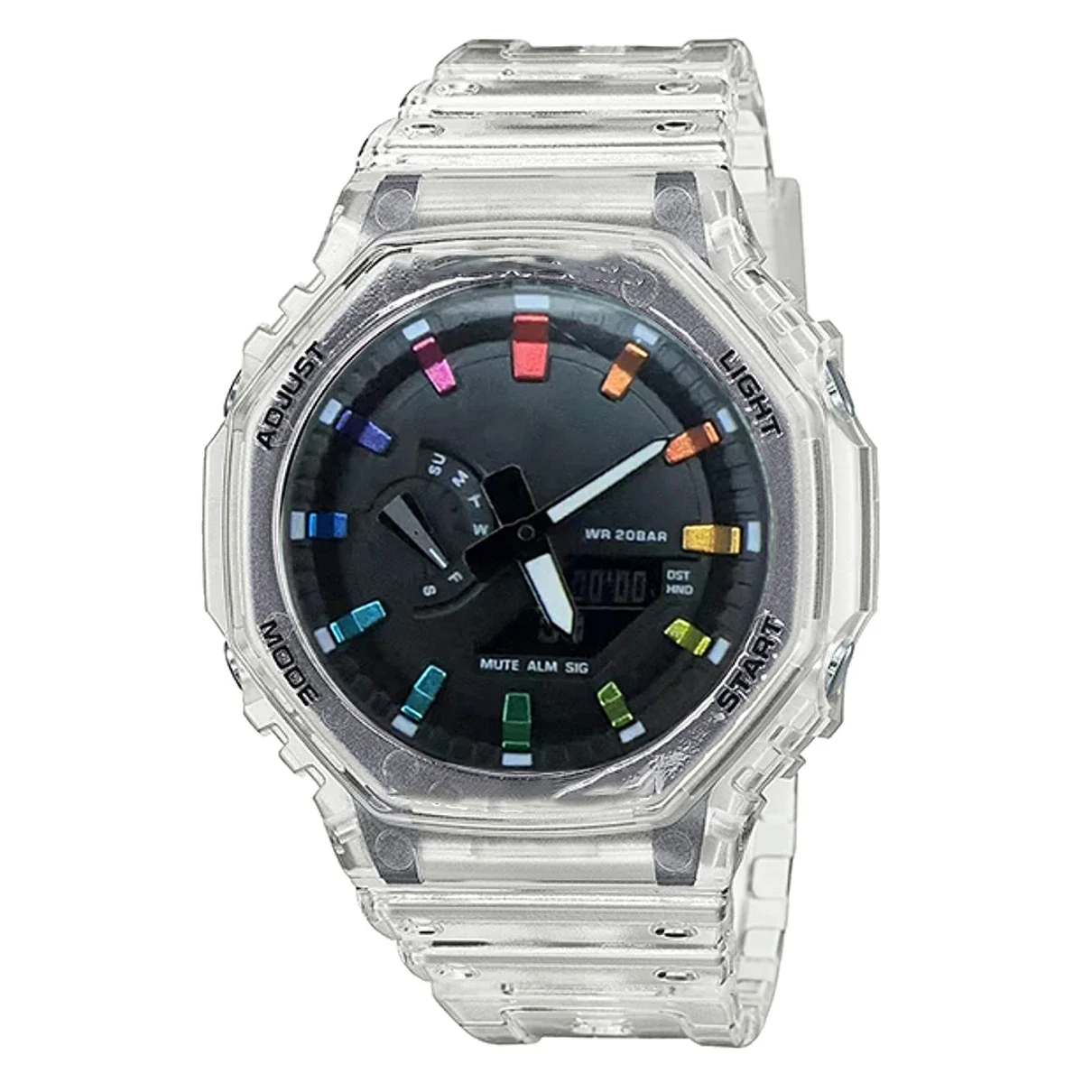 New GA-2100 Men's Watch Waterproof and Shockproof Date G Sports Alarm Clock Multi SHOCK functional LED Dual Screen Watch