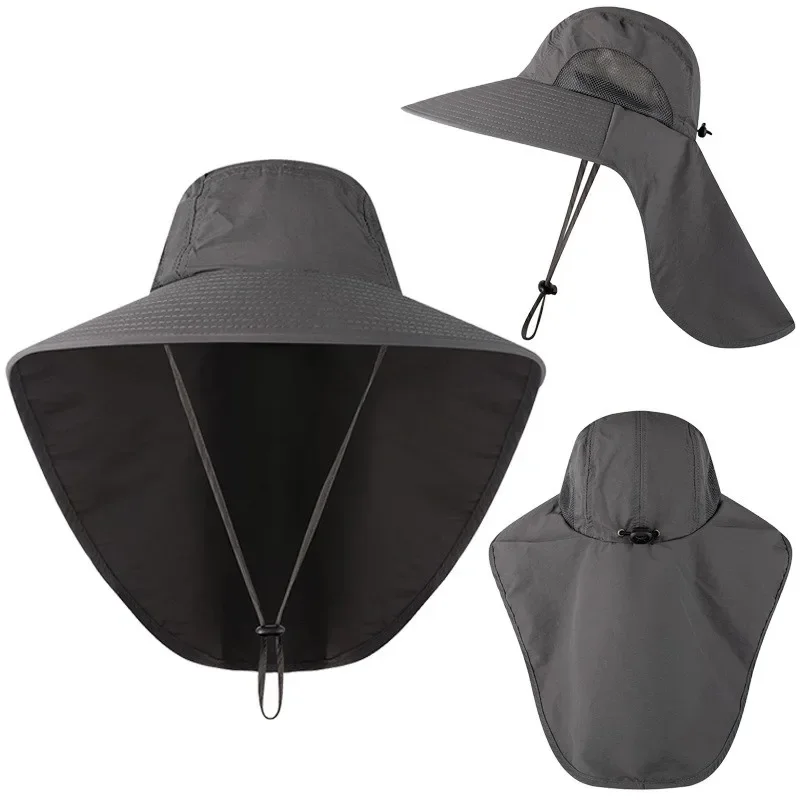 

Outdoor Sports Jungle Hiking Hat Fishing Hat Wide Brim Bucket Hat with Neck Cover Quick Dry Men Fishermen Sun Protected Cap