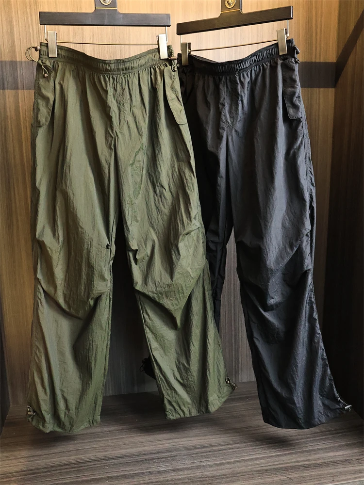 Retro Loose Straight Leg Men's Cargo Pants Summer 2025 Fashionable Casual Trousers Versatile Folded Design Urban Style