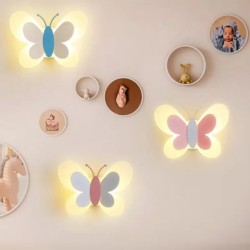 borboleta led luz de parede para o quarto das criancas lampada moderna quarto cabeceira criativo personalidade decoracao candeeiro 01