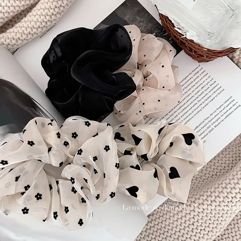 

Texture wave point mesh lace large intestine hair ring head rope new ball head ponytail hair accessories girls hair rope