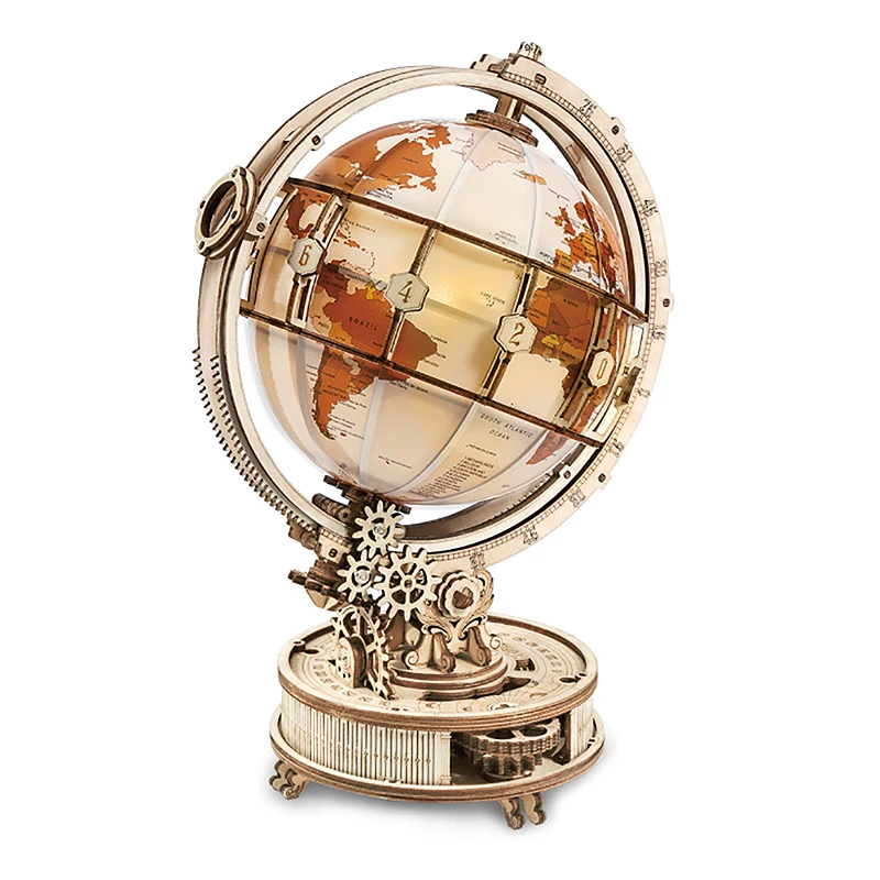 Luminous Wooden Globe Light Night 3D Puzzle Games for Christmas Gift for Kids Adults for Home Decor, Desk Decor