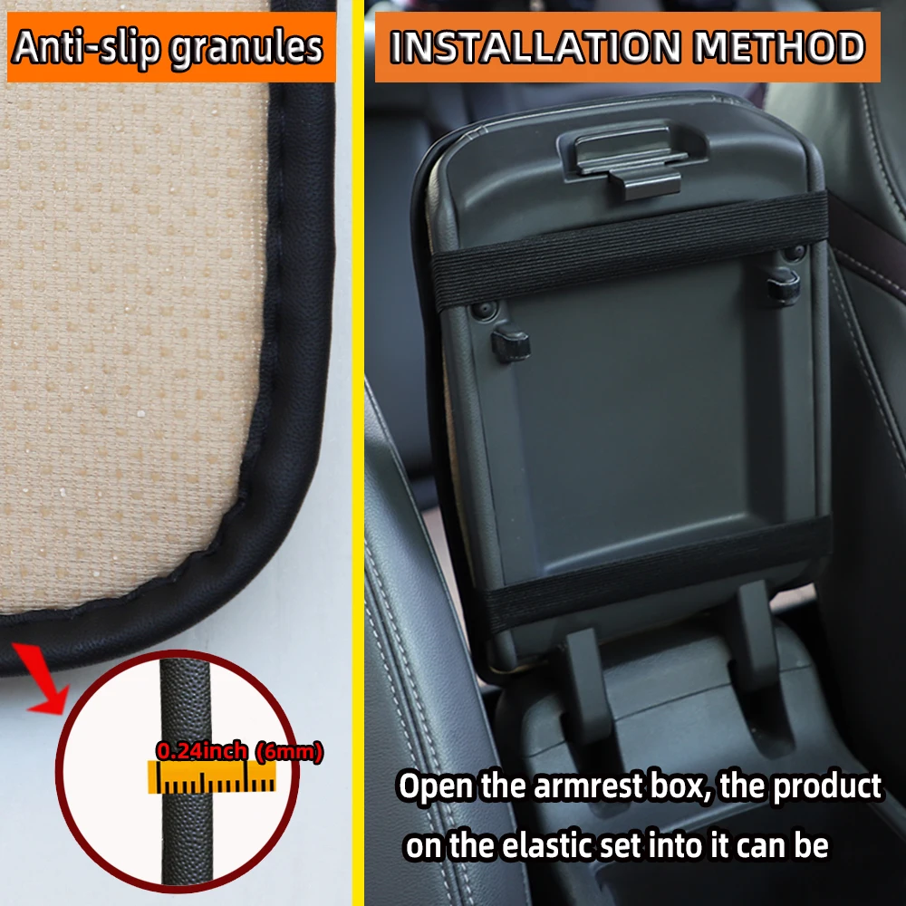 1 PU bequemes geprägtes, wasserdichtes Antifouling-Auto-Armlehnenkissen, zentrales Steuerkissen, Kfz-Zubehör – Detail 5