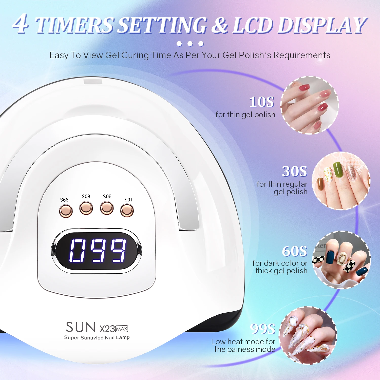 380W UV Nail Lamp Professional 81 LEDs Nail Dryer with 4 Timer Settings Quick-drying Manicure Lamp for Curing All Nails Gel