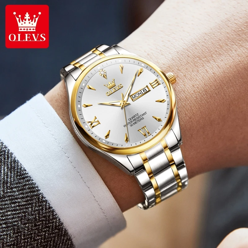 OLEVS Original Simplicity Men\'s Watches Week Calendar Luminous Waterproof Quartz Watch Luxury Temperament Hot Selling Watches