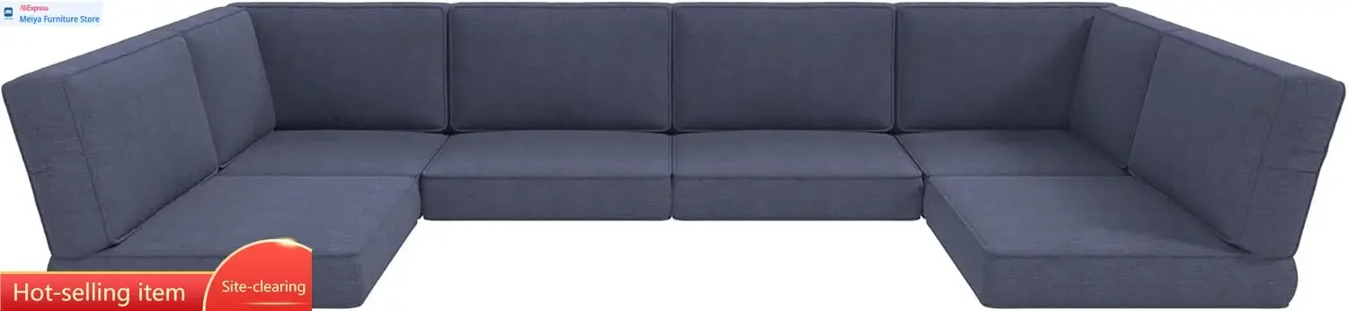 Replacement Cushions Six Seat Patio Sectional Conversation Sofa Set Rattan Wicker Fourteen Piece Cushion Set Outdoor Furniture