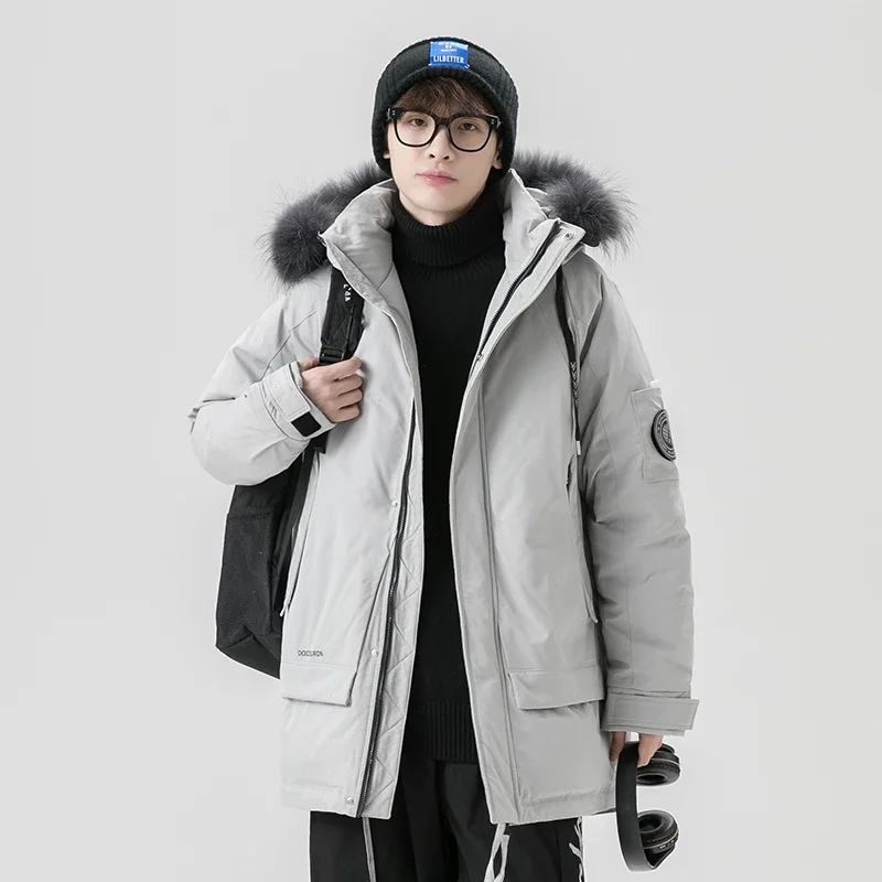 YEAE Large Fur Collar Hood Ultralight Down Jacket Men Designer Clothes Men Duck Down Padding 2024 Mens Winter Jacket Male Coat