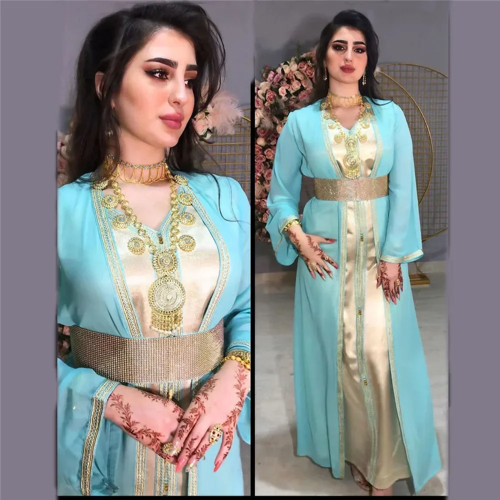 

Women's Long Dress Muslim Abaya Kaftan Moroccan Open Kimono Sleeveless Dress Set 2pcs Eid Ramadan Islamic Arabic Chiffon Robe