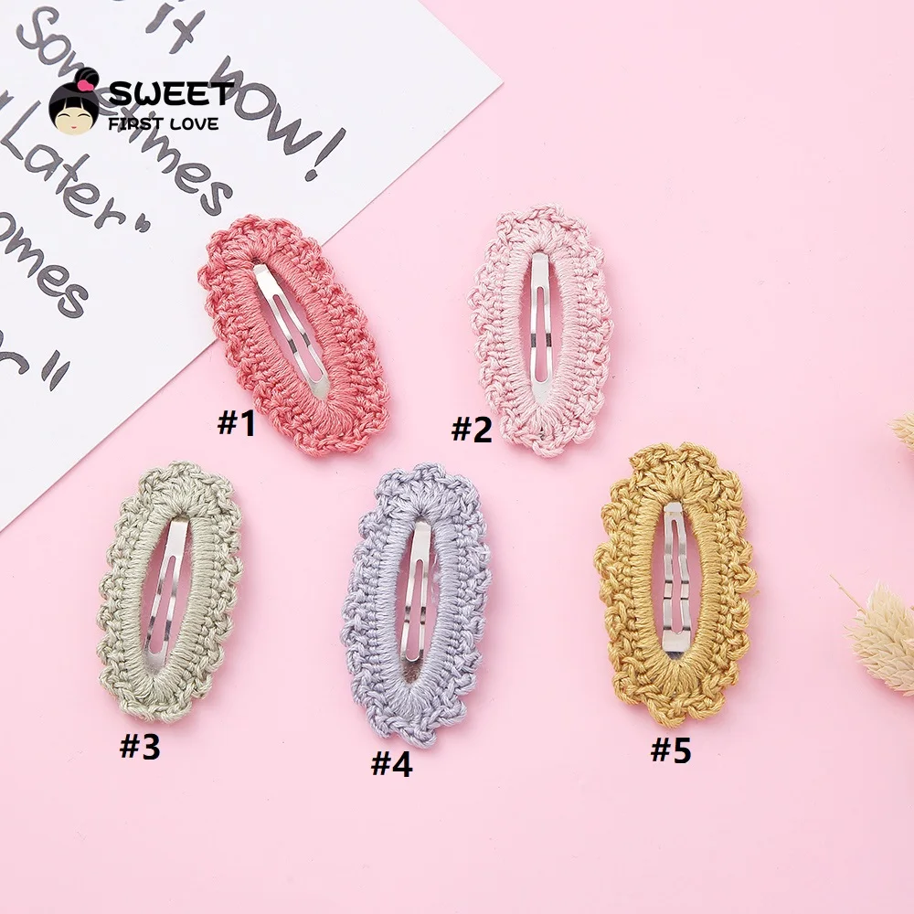 5Pcs/Set Hair Clips Simple Wool Woven Hairpin Solid Soft Cute Sideline Hair Clip For Babies Girls Headwear Kids Hair Accessories