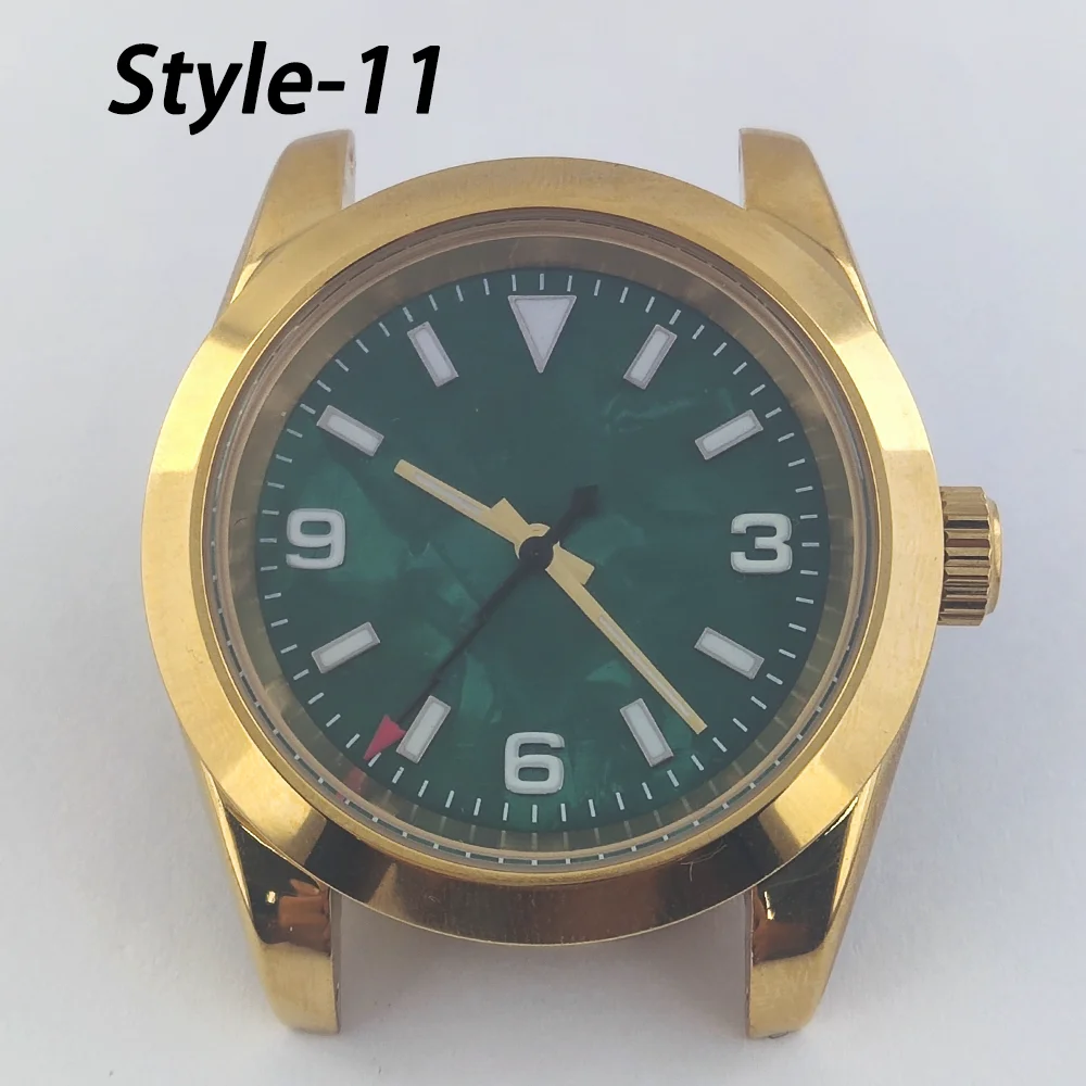 

39mm caseGolden stainless steel caseShell dial with lightning handsSuitable for NH35/NH36 movementsSupports customised logos