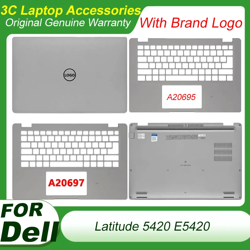 

New Laptop Case for Dell Latitude 5420 E5420 LCD Back Cover Palmrest Bottom Case Silver replacement A20695 A20697 0DW98X 063DTN