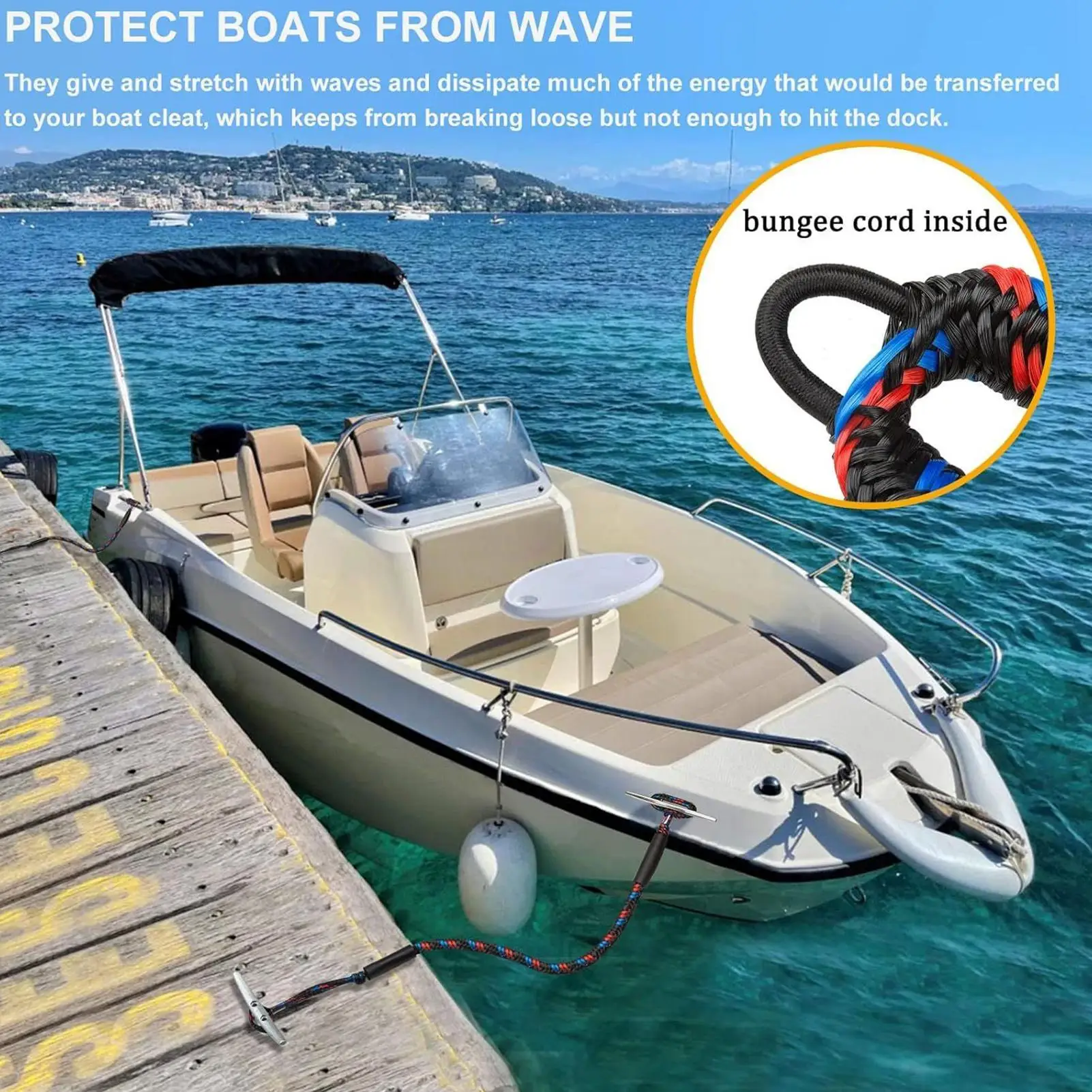 Boat Ropes For Docking With Loop Anchoring Boat Dock Lines With Loop Marine Security Mooring Cord For Rafting Kayaks Canoe