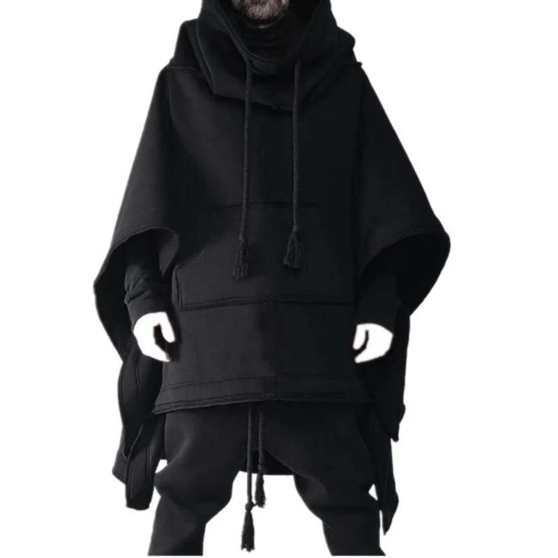 Cloak Mid Length Autumn Winter Trench Coat Men's Personalized Jacket Shawl Short Front Long Back Korean Fashion Clothing for Men