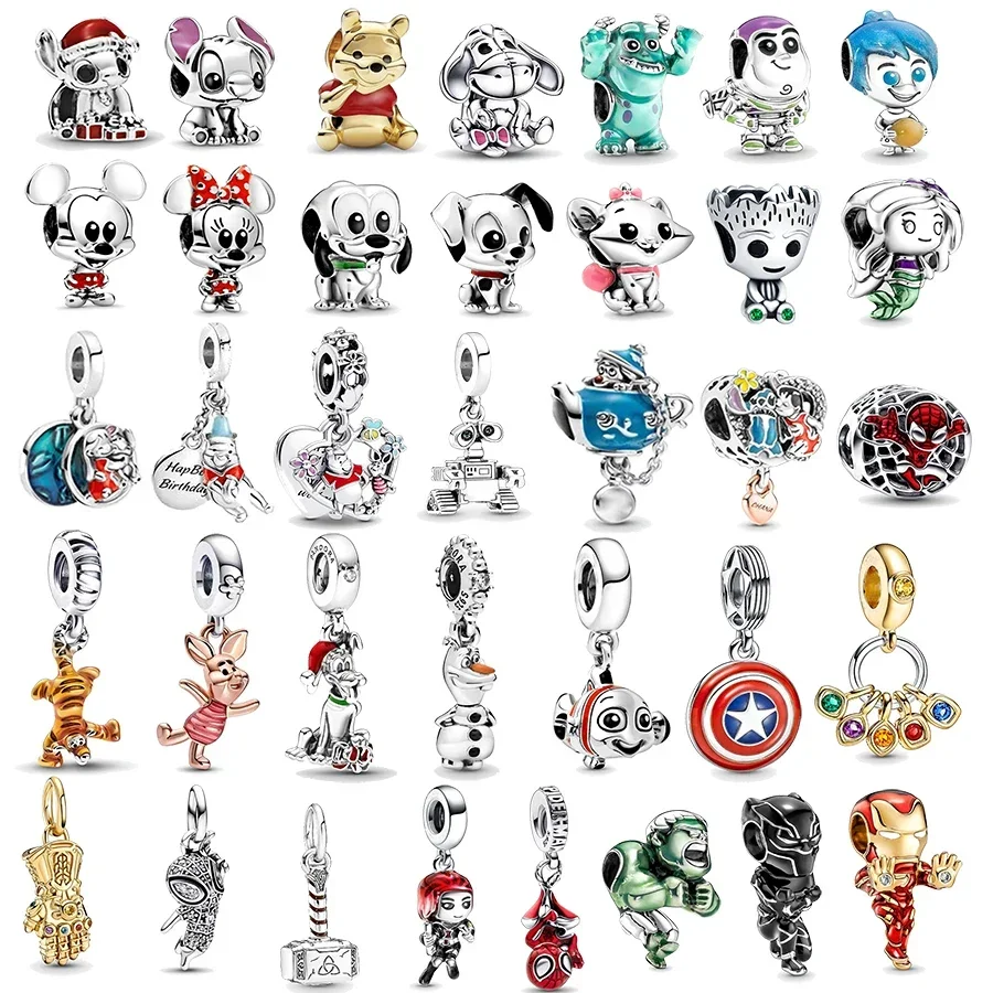 

Disney Marvel Alloy Pendant Pooh Spiderman Groot Stitch Charm Bead Pendant DIY Pan Women Bracelet Jewelry Accessories Gift