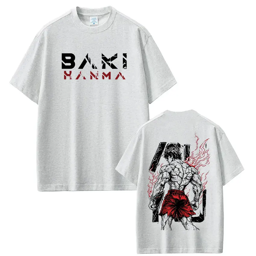 Japanisches Anime Baki The Grappler Hanma Yujiro GYM T-Shirt Herren Damen Kleidung Übergroße Lässige Kurzarm-T-Shirts Streetwear – Detail 6