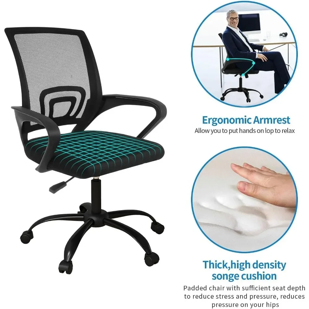 Ergonomic Office Chairs Set of6,Swivel Rolling Height Adjustable Conference Chairs,Mesh Computer Desk Chairs with Lumbar Support