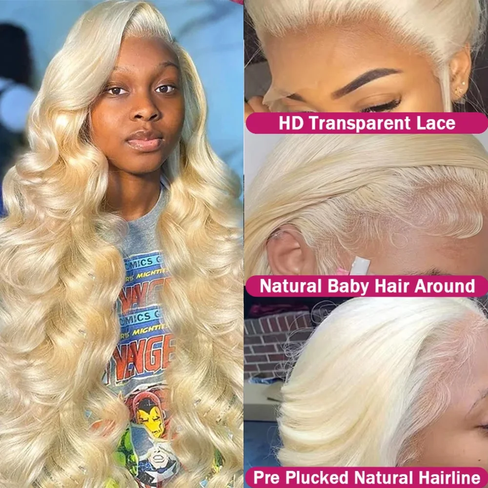 40 Inch 613 Honey Blonde Body Wave Wigs 220 Density 13x6 HD Lace Front Human Hair Wigs 13x4 HD Lace Frontal Wigs for Black Women view 2