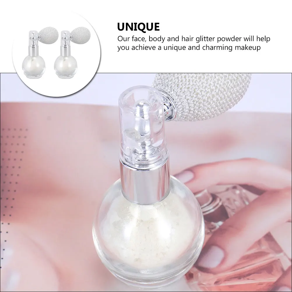 

2 Pcs Body Powder Spray Highlighter Makeup Glass Bottle Face Gloss Sprayer Glittering Powder Versatile Women Gift