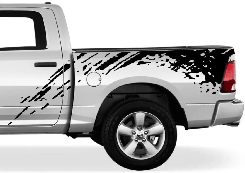 

Bubbles Designs OffRoad Bed Splash Kit Наклейка Графический винил, совместимый с Dodge Ram 20092017 (Черный)2шт