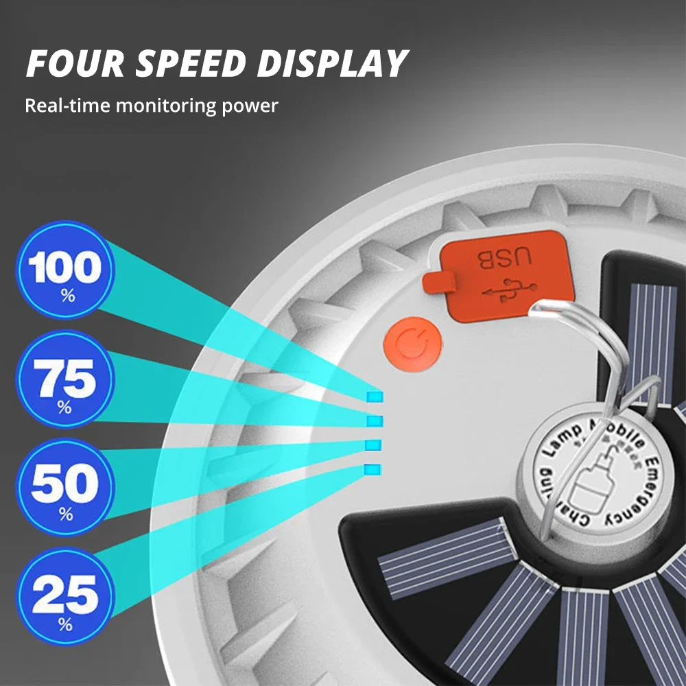 Imagem -03 - Lanterna Solar Portátil Pendurar Lâmpadas de Controle Remoto Led Ip65 à Prova Dip65 Água ao ar Livre para Casa Acampamento Emergência Mercado Noturno Luzes Usb