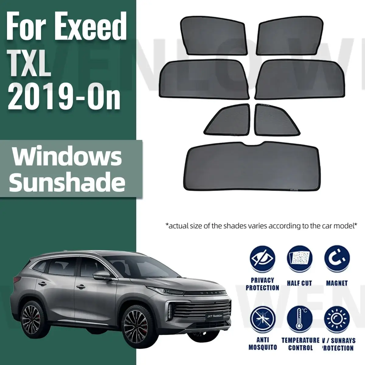 

For Exeed TXL Wheelbase 2800mm 2019-2024 Magnetic Car Sunshade Shield Front Windshield Frame Curtain Rear Side Window Sun Shades