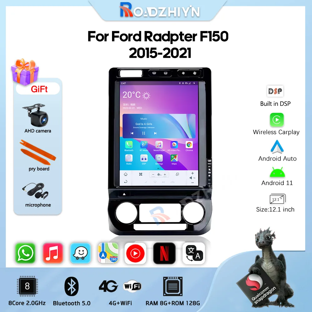 

12.1″ Android11 For Ford Radpter F150 2015 2016-2021 Car Multimedia Video Player GPS Navigation 128G Carplay auto 4G WiFi Car CD