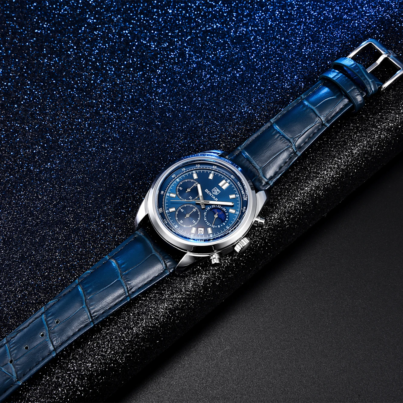 BENYAR جديد ساعة رجالية 30ATM مقاوم للماء الفولاذ المقاوم للصدأ كوارتز ساعات المعصم الفاخرة الجلود العسكرية ساعة كرونوغراف reloj hombre #4