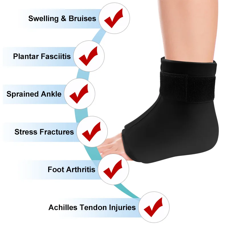 Ankle Ice Pack Wrap for Injuries Foot Ice Pack Stretchable Cold Pack Compression Therapy for Plantar Fasciitis Sprained Ankles