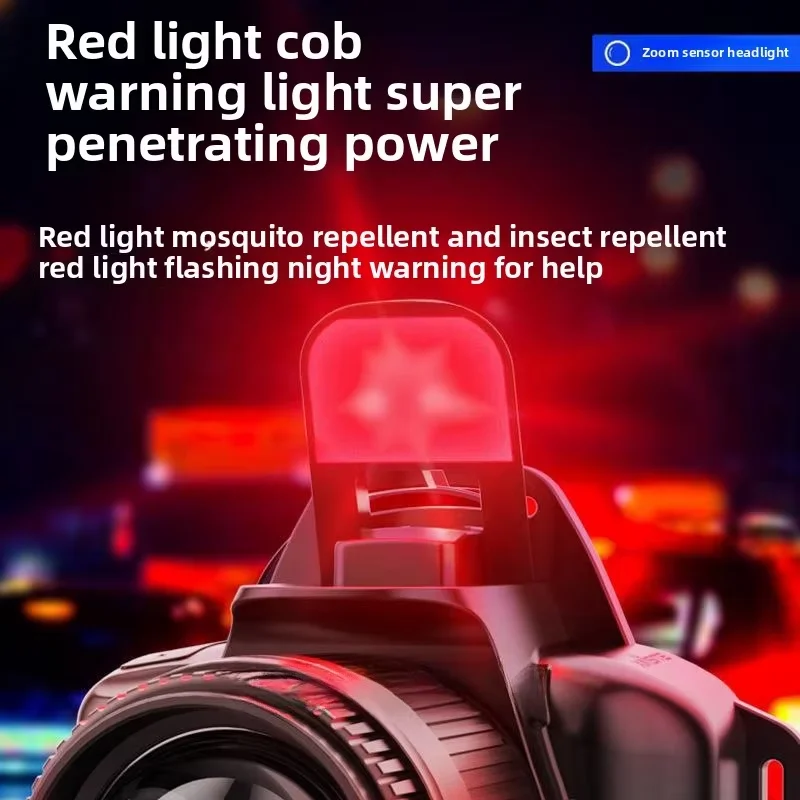 LED headlights, strong light, long-range, rechargeable, waterproof, super bright, head mounted night fishing light, mining light