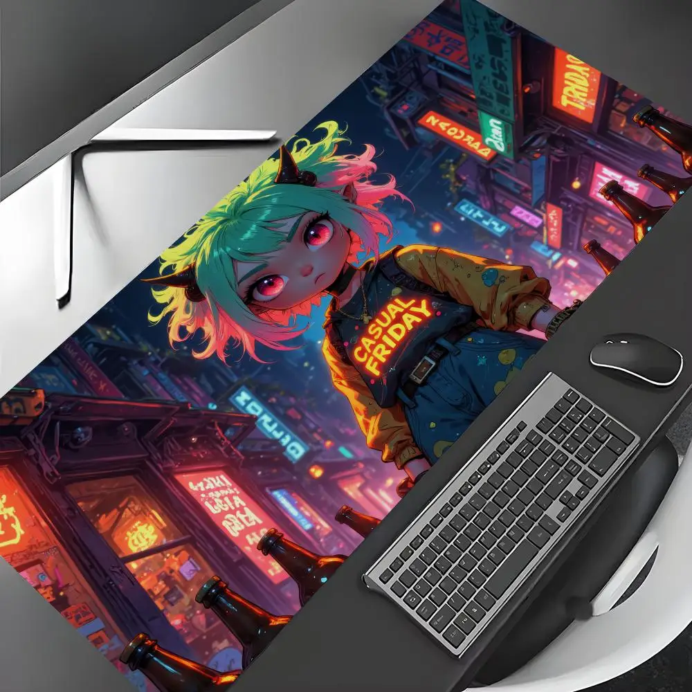 

Cyber anime girl Mouse Pad Desk Mat Gaming mat gamer pc accessories rubber anti-slip keypad expansion pad office desk mat