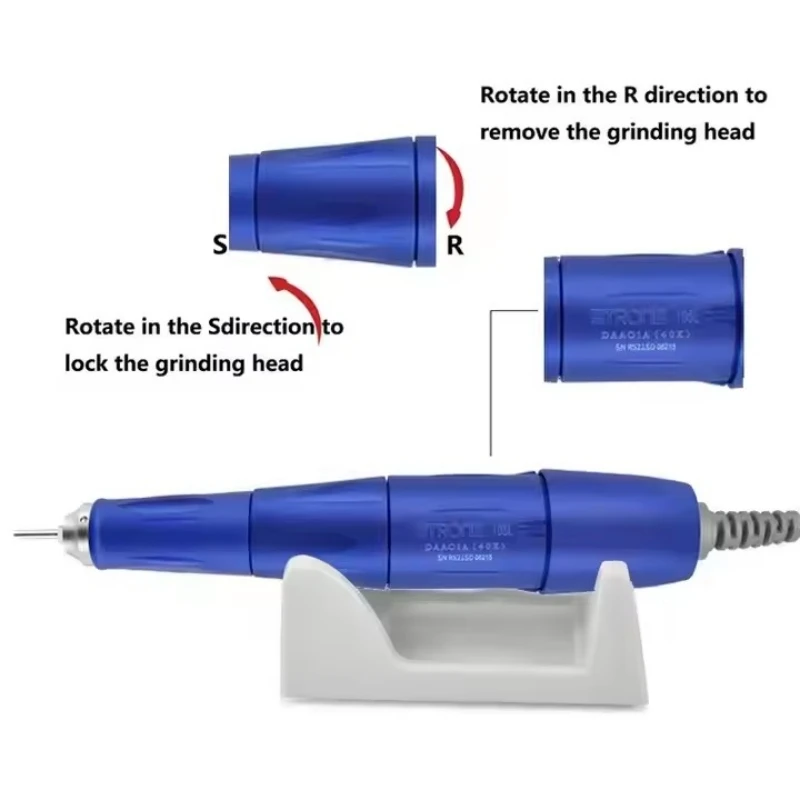 40000 RPM 65 W Elektrische Nagelboormachine Sterke 210 105L Micromotor Handvat Stuk 2.35mm Model Manicure Pedicure Nagel polijsten